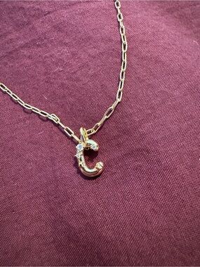 Kendra Scott Gold Initial C Pendant Necklace with Crystal Accent